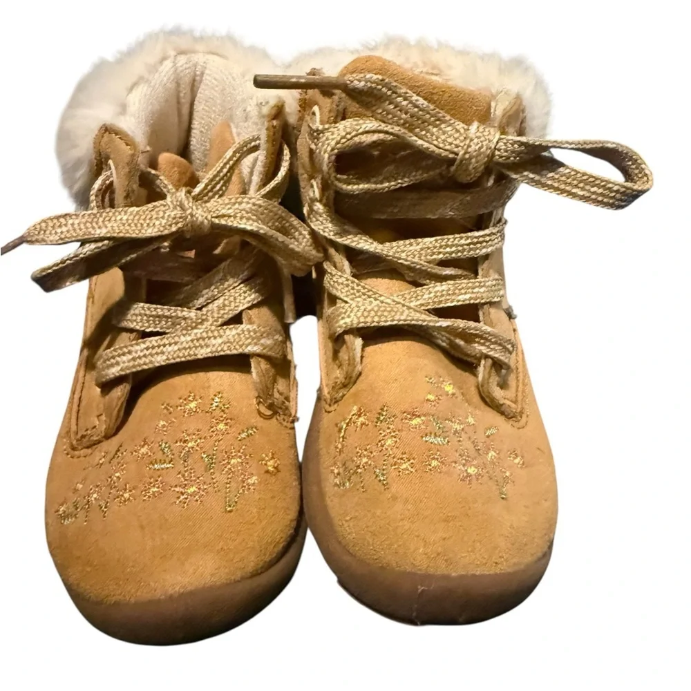 OshKosh B'gosh Camel‎ Brown Faux Fur Booties Toddler girl Sz 6